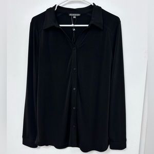 Adrianna Papell Long Sleeve Button Up Collared Shirt